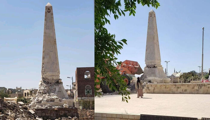 ميليشيا الحوثي تهدم النُصب التذكاري التركي في العاصمة صنعاء