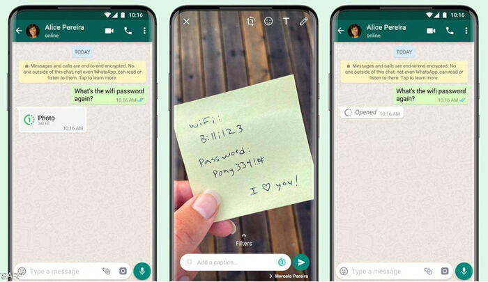 واتساب تعلن إطلاق ميزة «العرض مرة واحدة»