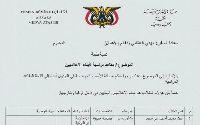 حزب الإصلاح يسرق المنح الدراسية للمتفوقين ويخصصها لكوادره في تركيا (وثيقة)